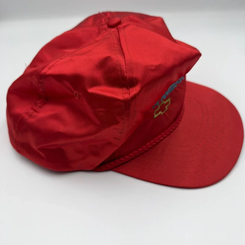 Vintage Chevrolet The Heartbeat of America Red Nylon Snapback Hat Ama Pro Chevy